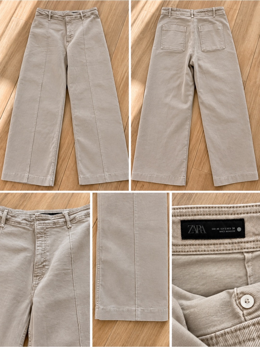Zara Beige Wide-Leg Chinos